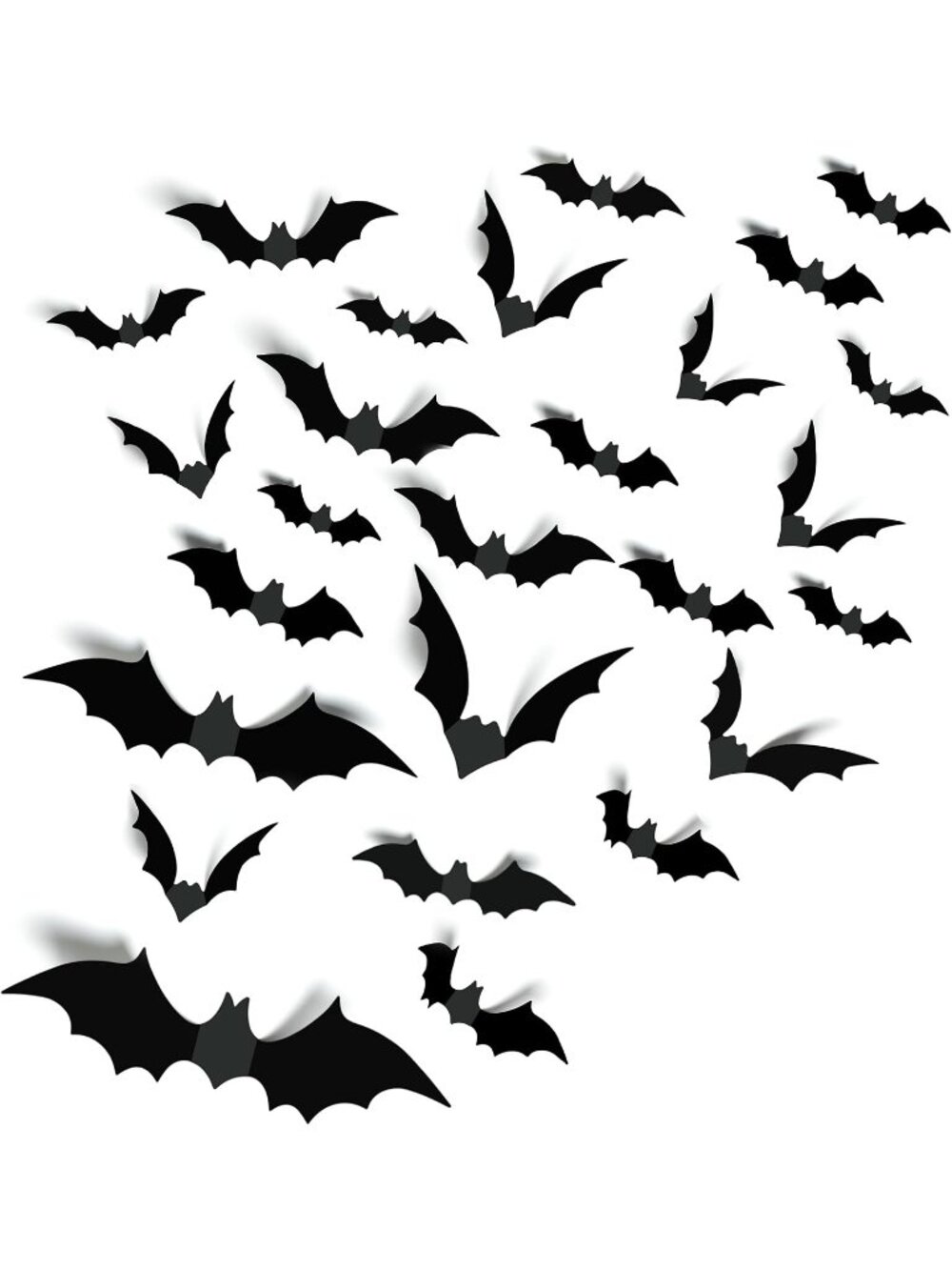 New 140PCS 3D Halloween Bats PVC Wall Stickers 5 Sizes Indoor Outdoor Decor